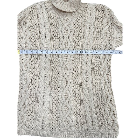 Vintage Yorkshire Knitting Cream Fisherman Cable Knit Sweater Turtleneck Size XL - Picture 5 of 7